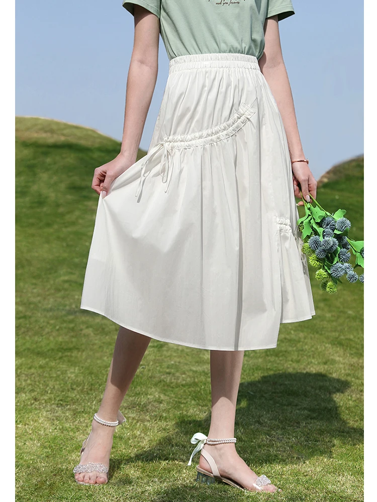 I BELIEVE YOU New White Skirt 2023 Spring High Waist Asymmetrical Skirts Casual Woman Elegant Midi Skirts Bottoms 2231025019