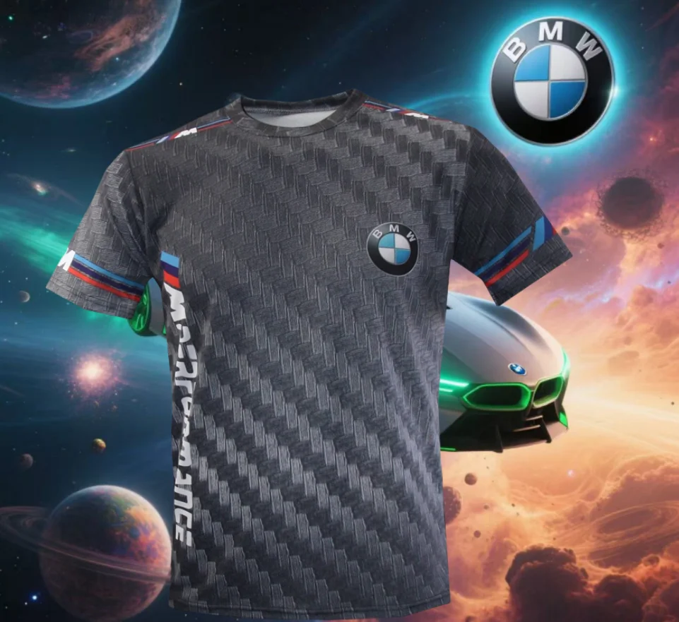 

2025 Summer BMW Brand Men's T-shirt Short-sleeved T-shirt Motorcycle Racing Fast Drying Comfortable Breathable Casual Loose Y2K