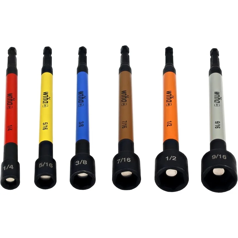 70486 Tuercas magnéticas codificadas en color SAE 6 piezas. Set para trabajos de reparación y mantenimiento de automóviles Diseño de precisión de alta resistencia wi