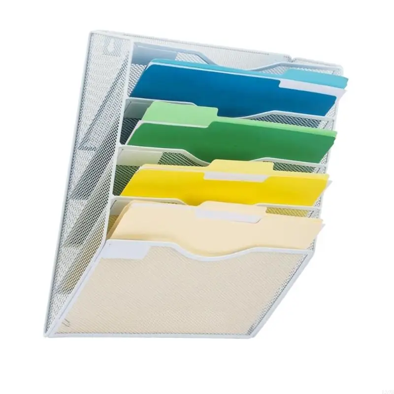 Wall Hanging File Rack 5 Sections Metal Document 14.96x12.8Inch For Book Paper Magazine Album and Folders