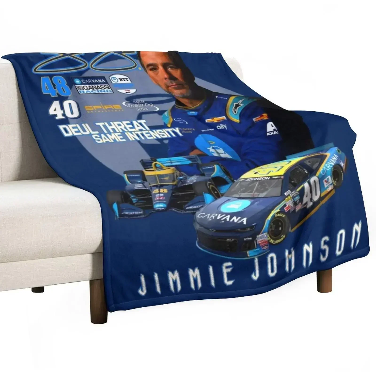 Jimmie Johnson Deul Threat 2021 Throw Blanket Soft Plaid Summer Multi-Purpose Blankets