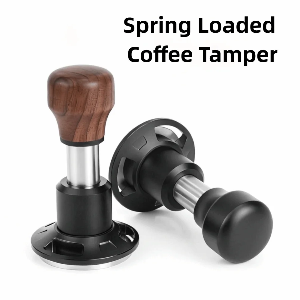 58.5mm 53mm 51mm Espresso Tamper Ripple Base Stainless Steel Spring Loaded Coffee Tamper Constant Pressure Coffee Impact Tamper