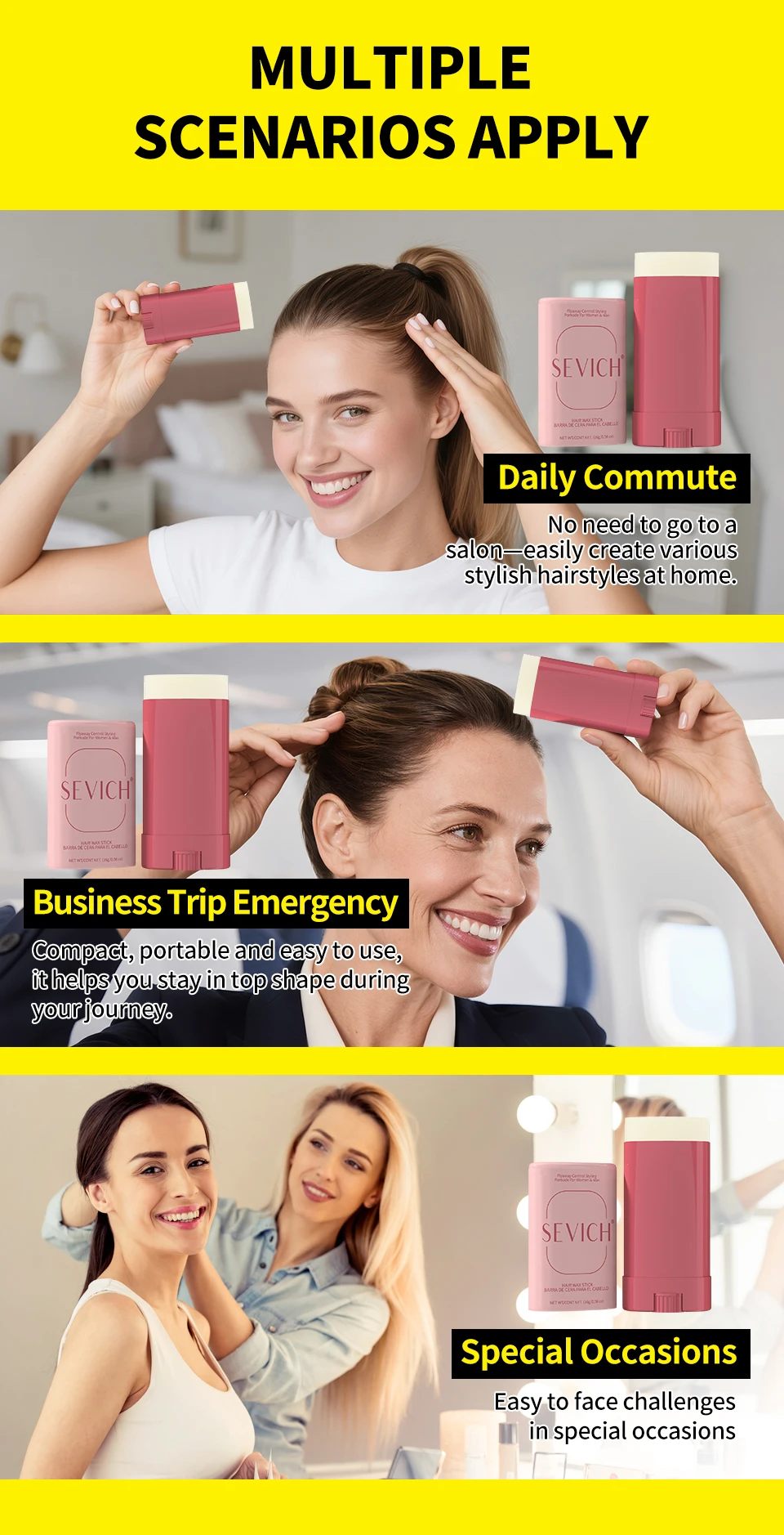 Professionelles Stylingwachs für Frauen, Anti-Frizz-Pomade, glättendes gebrochenes Haar, Schlamm, unordentliche Haare, Kontrollwachsstange für natürliche Perücken – Detail 5