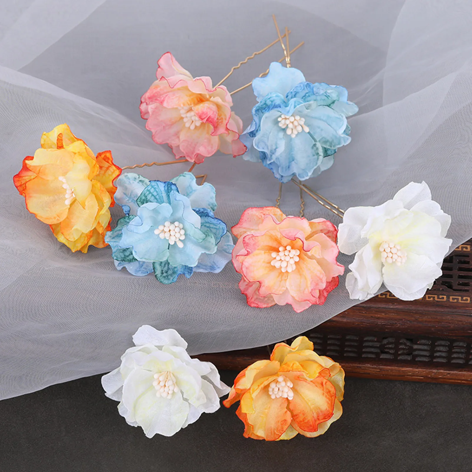 Floral Hairpin Forks Chinese Hanfu Hair Accessories For Women U-shaped Hair Clip Fork Vinatge Wedding Hair Jewelry Retro Crowns