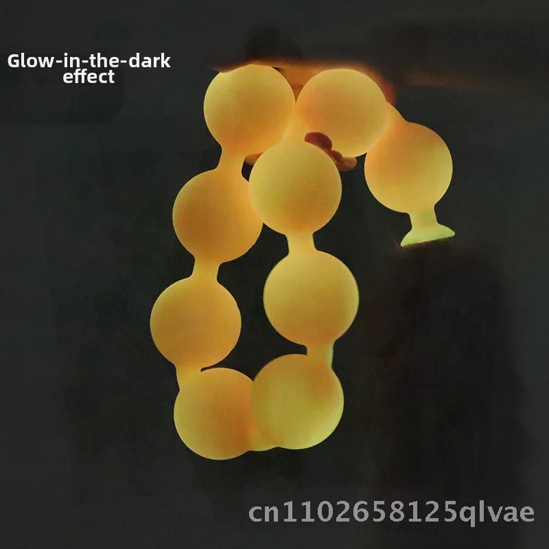 تسعة عوالم بيضة سيليكون ناعمة مع ذيل خرز سحب طويل للغاية للتدريب على الجنس للبالغين ذهبي أسود برتقالي أخضر مضيء #6