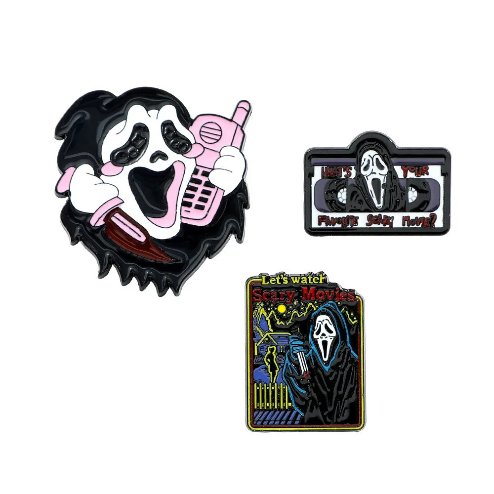 

Grim Reaper Funny Enamel Pins Punk Gothic Skull Metal Brooch Clothes Lapel Badge Halloween Jewelry Accessories