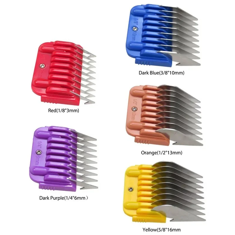 5pcs Animal Stainless Steel Guide Comb Set for 3-16mm Detachable Blade,For Andis, Oster A5, Wahl KM Series Clipper