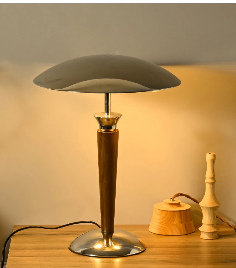 ZC Middle-Ancient Bauhaus Table Lamp Japanese-Style Solid Wood Study and Bedroom Bedside Lamp B & B UFO Floor Lamp