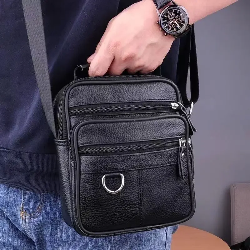 

New Fashion Mini Casual Luxury Men's Handbags Cow Genuine Leather Male Shoulder Bag Real Leather Crossbody Bag Messenger Bags