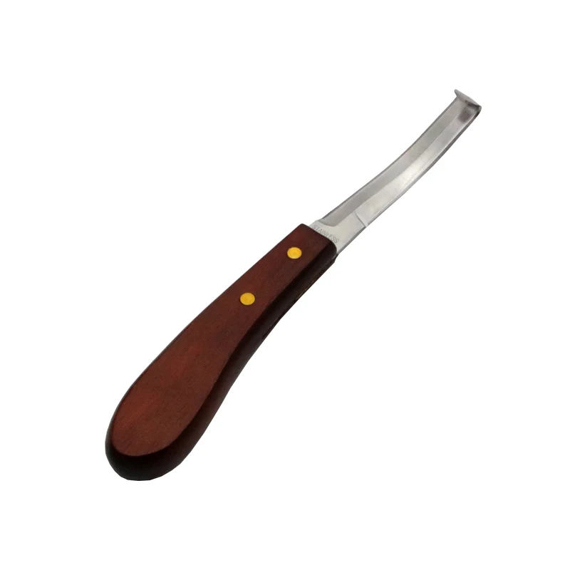 Coltello per zoccoli da cavallo 1 Pc coltelli per rifinire lo zoccolo con lama a doppio bordo in acciaio inossidabile con manico in legno strumento