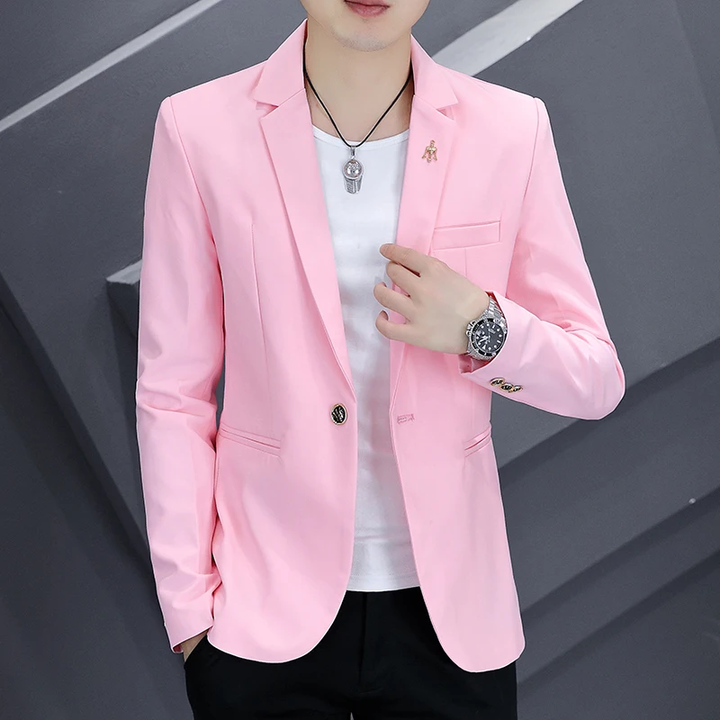 

Small Suit Jacket Men Korean Version Slim New Handsome Teenagers Solid Color Shirt Four Seasons Youth Trend Fashion Suit