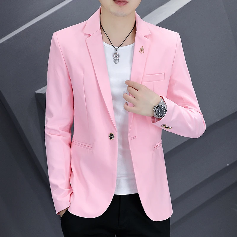 Small Suit Jacket Men Korean Version Slim New Handsome Teenagers Solid Color Shirt Four Seasons Youth Trend Fashion Suit