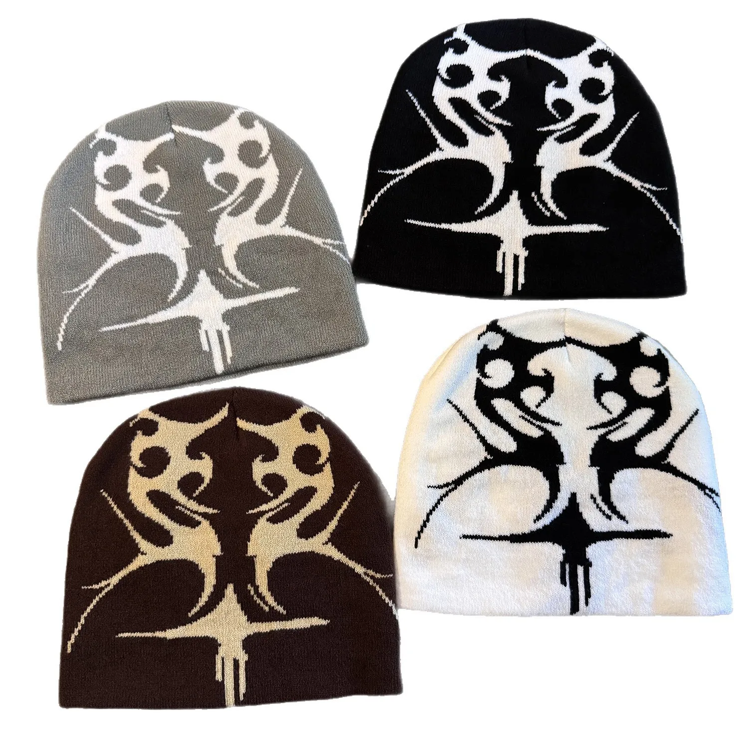 New Men Women European Style Jacquard Flame Knitted Hats Warm Personal Fashion Hip-hop Beanies Street Versatile Outdoor Retro