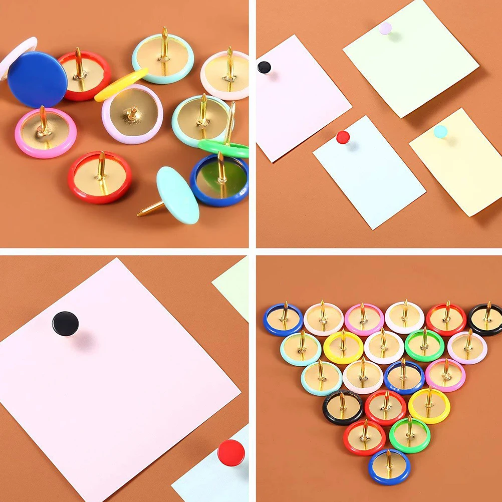 

300Pcs Colorful Pushpins Sturdy Metal Plastic Round Head Decorative Thumbtacks for Cork Boards Office Stationery