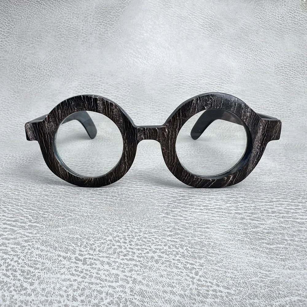 Man Glasses Frames Big Face Unique Vintage Round Eyeglasses Handmade Original Buffalo Horn Reading Prescription Eyeglass Frames - view 3