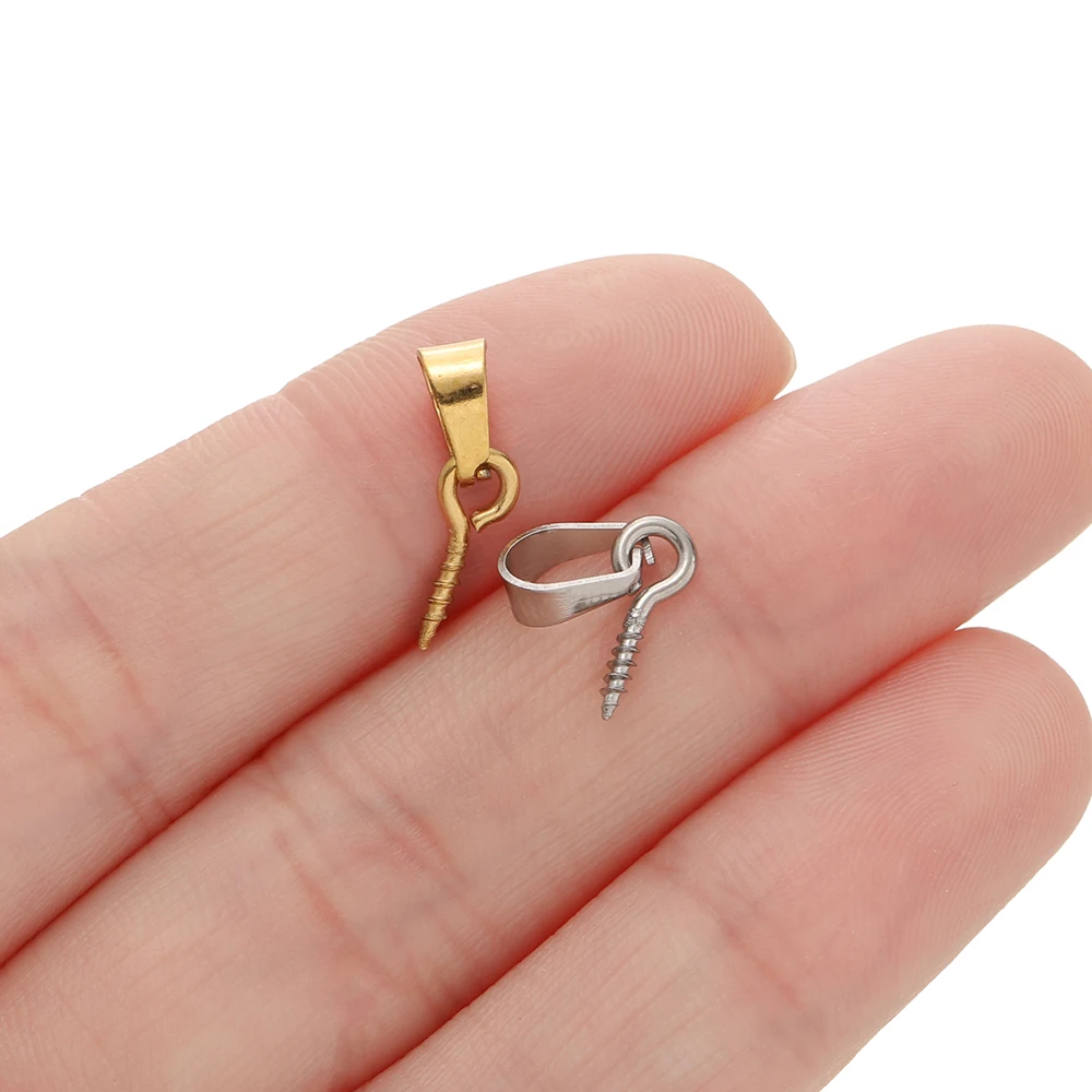 20Sets Stainless Steel Bail Clasp with Screw Eye Pins End Pendant Charms Dangle Clasps Connector for DIY Jewelry Making ﻿ view 6