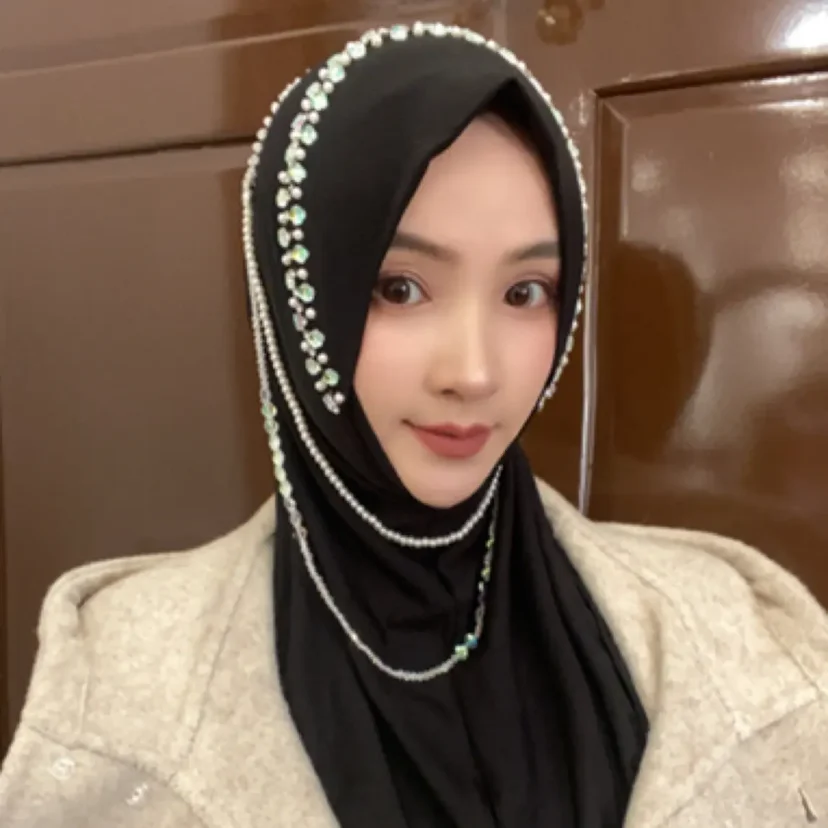 

Crystal Beading Necklace Muslim Gift Holiday Party Soft Hijabs