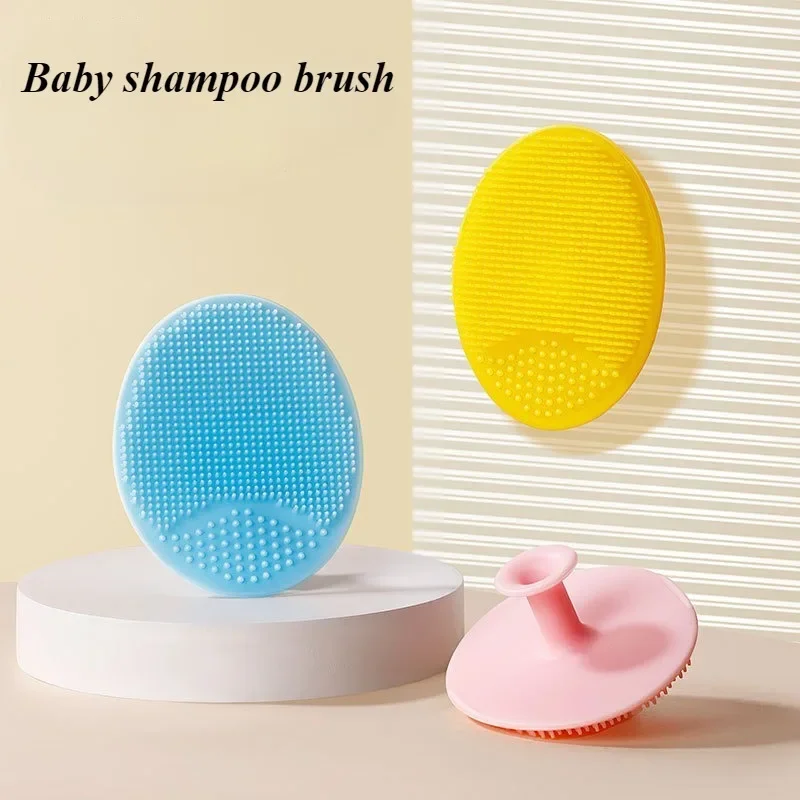 Silicone Shampoo Brush for Baby Infant Bathing Soft Silicone Boys Kids Shower Brush Head Hair Washing Massage Brushes Wipe Comb