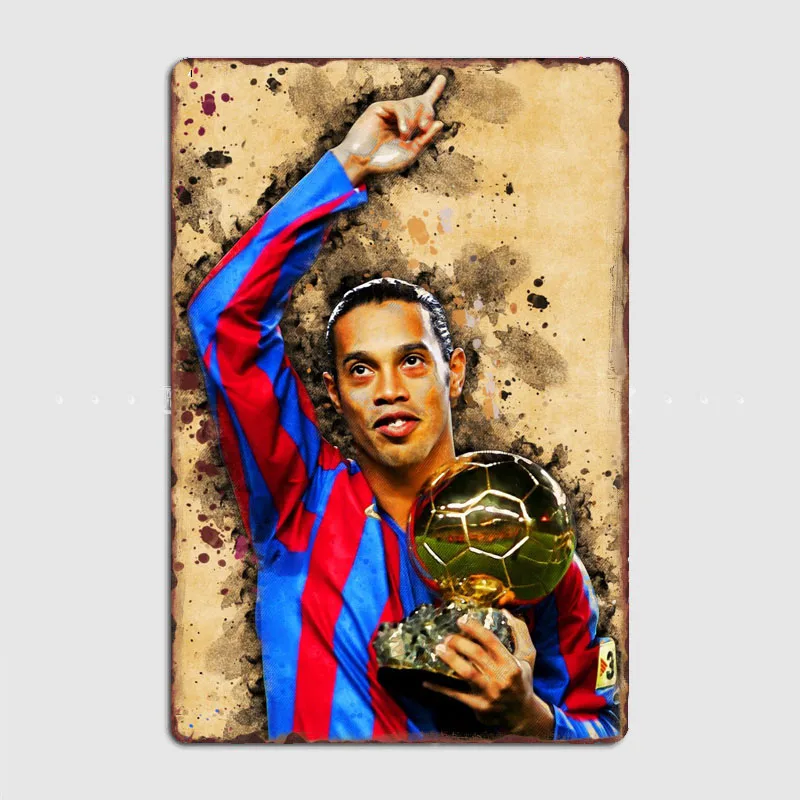 Ronaldinho Football Player Retro Metal Plaque Poster Club Home Decor Bar Cave Classic Tin Sign Room Decor Wall Decor