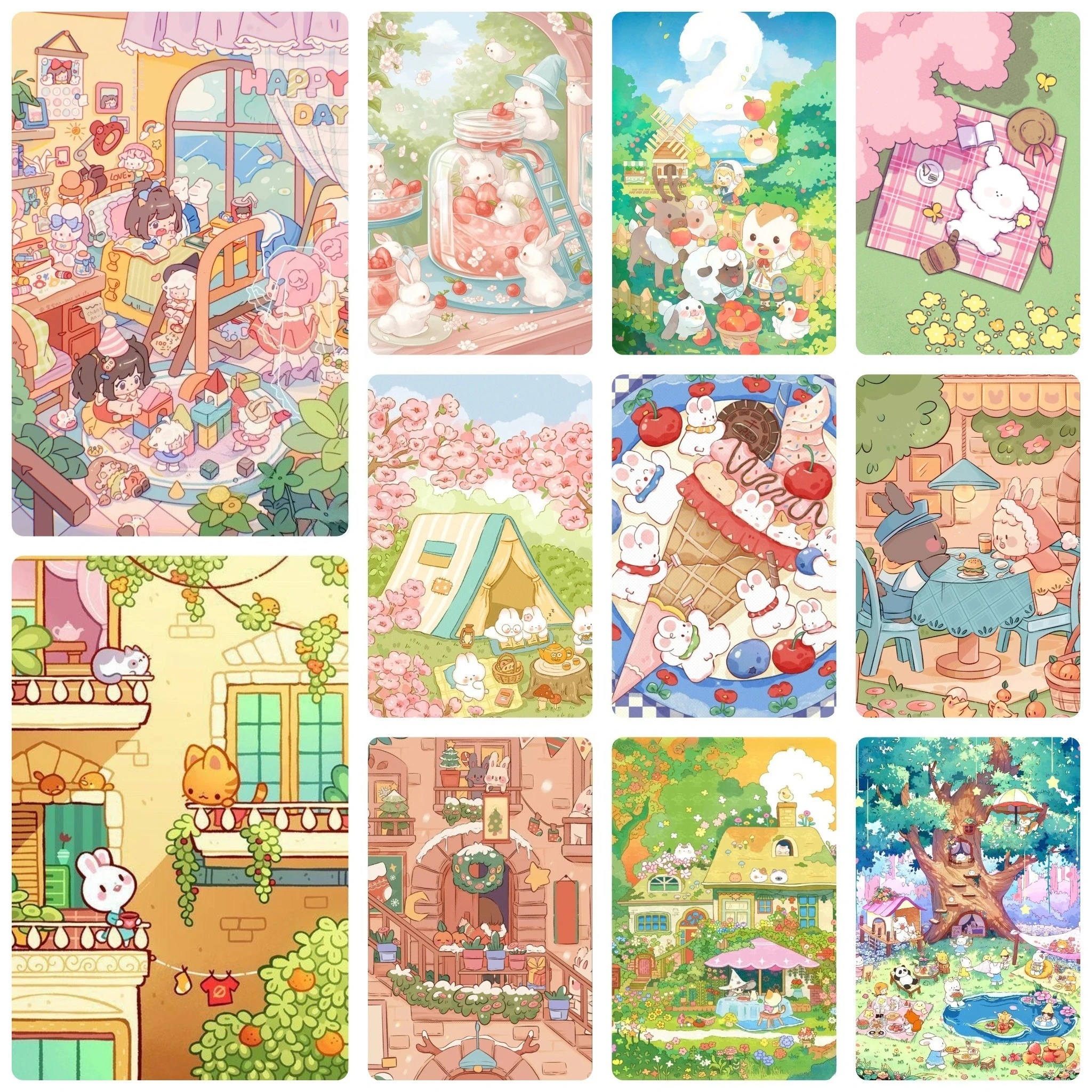 DIY Fairytale Cartoon Diamond Painting, Adorable Animals In Warm Idyllic Scenes For Living Room Wall Decoration Exquisite Gift