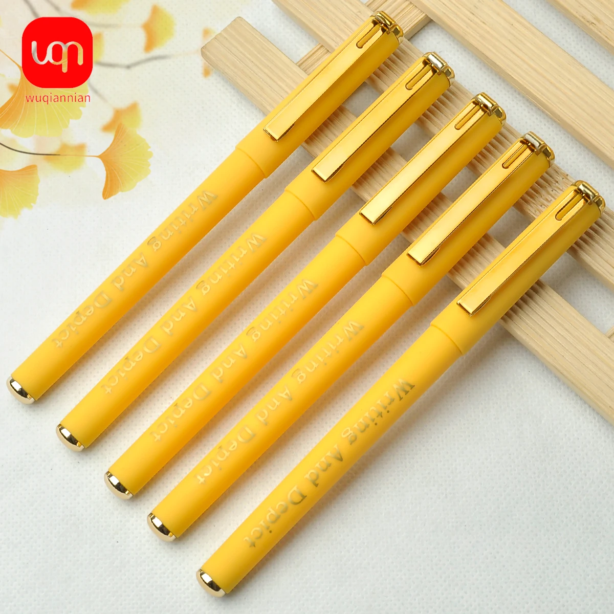 

3/6/12pcs 0.7mm Yellow Matte Neutral Pen Set Metal Pen Holder Smooth And Easy To Write Can Be Used As A Marker Pen Quick