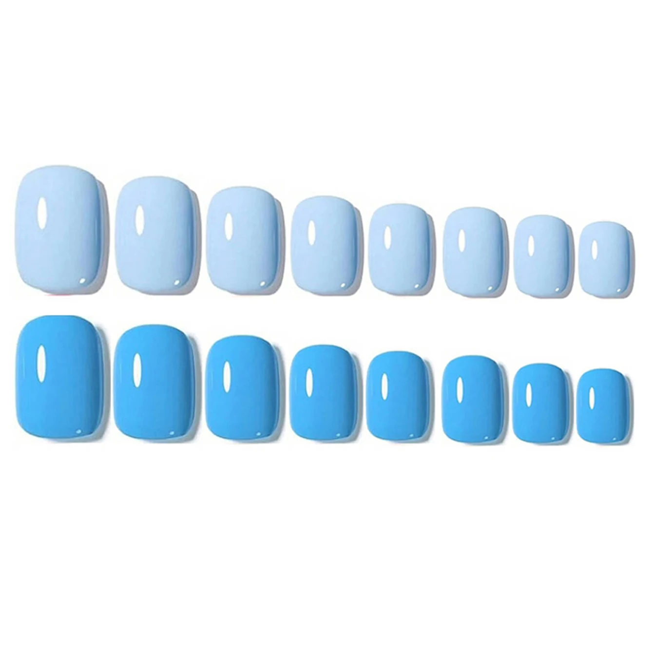 144 SZTUK - Krótkie Kwadratowe Niebieskie Sztuczne Paznokcie - Zestaw Pełne Pokrycie dla Stylowych Kobiet i Dziewcząt, Idealne na Co Dzień