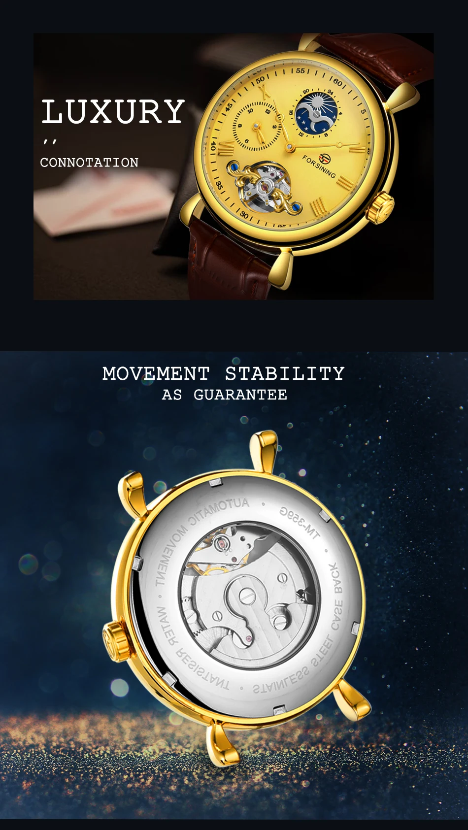 High Quality Multiple Time Zon Moonphase Automatic Watch Fashion Luxury Skeleton Mechanical Watches Leather Belt Mens Wristwatch