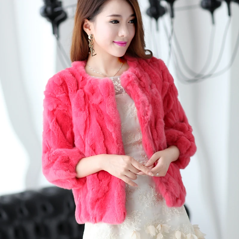 Real Rabbit Fur Coat Women Winter Jacket Short Loose Size Thick Warm Fluffy Coat Wamen Fashion Clothes Large Size