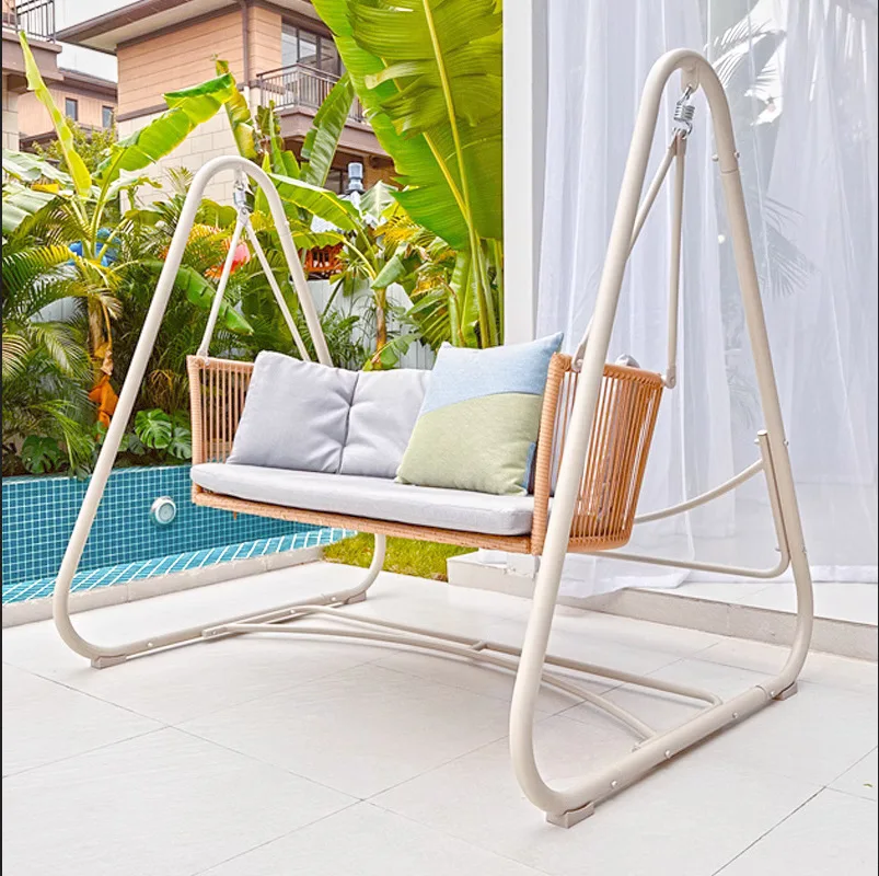 

Outdoor Internet celebrity swing garden courtyard hanging chair balcony, wood grain color, swing waterproof and sun protection