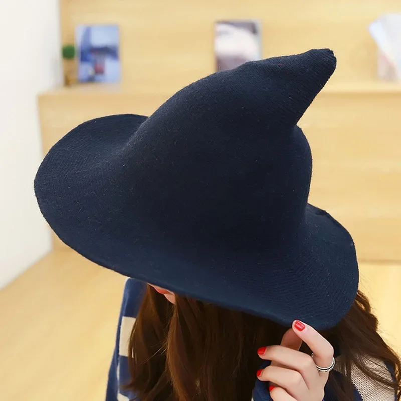 

Wizard Hat Winter warm woolen Bucket Hat For Women 2023 Pointed Basin hat Halloween Wool Wizard Knitte panama Fisherman Hat