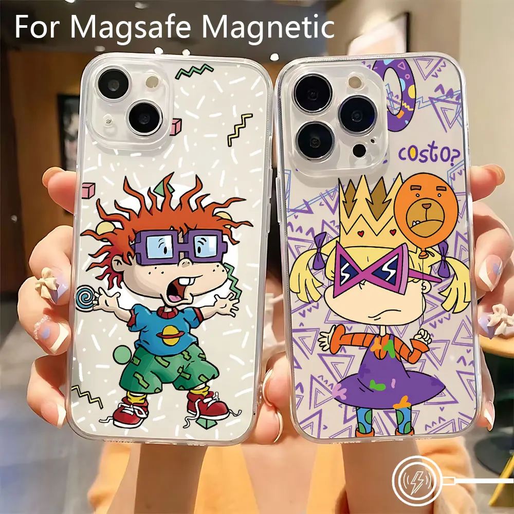 حافظة هاتف مغناطيسية رائعة مضحكة لهاتف آيفون 17 16 15 14 13 12 11 8 7 Air Plus Pro Max X XR XSMax غطاء من البولي يوريثان الحراري الناعم الشفاف