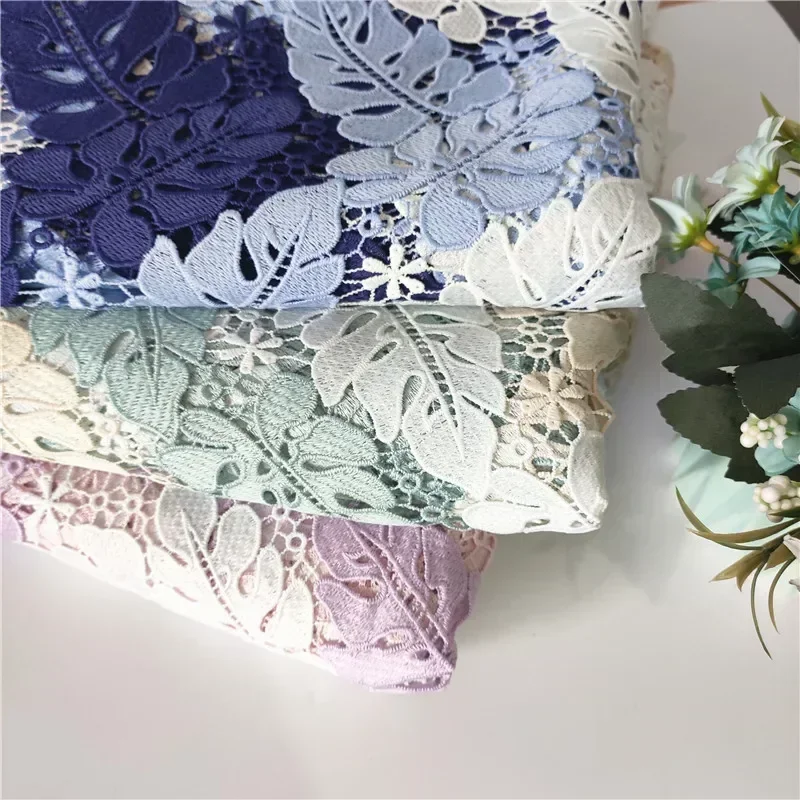 50cm High Quality Water-Soluble Lace Sewing Hollow Out Leaves Embroidery Fabrics Women\'s Dress Lace Accessories Blended Fabric
