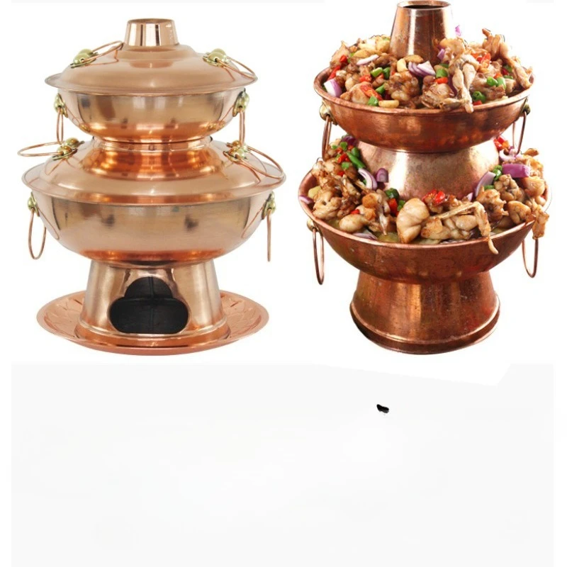 Double-layer Bullfrog Pot, Pure Copper Multi-layer Pot, Double-layer Charcoal Galeries Lafayette