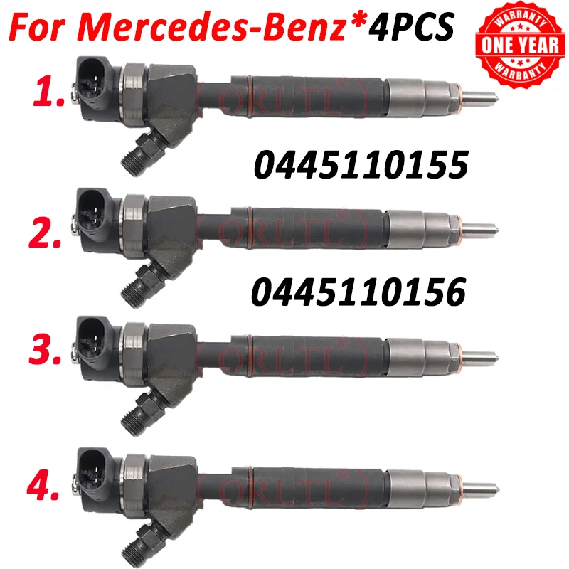 

4pcs 0445110155 Injector Nozzle 0445110156 For Mercedes Benz Engine Injection 6480700187 A6480700187 A6480700087 6480700087