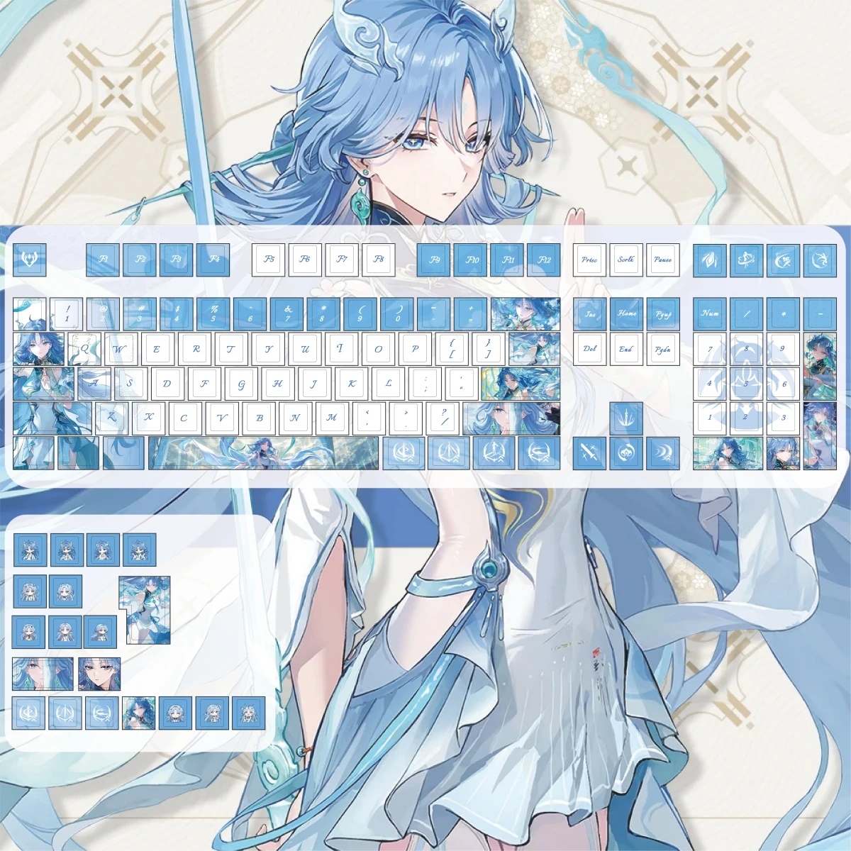 MAIMOOO Wuwa Qingxiao Keycaps Cherry Profile PBT Custom Wuthering Waves Personalized Anime Game Keycap for Mechanical Keyboard