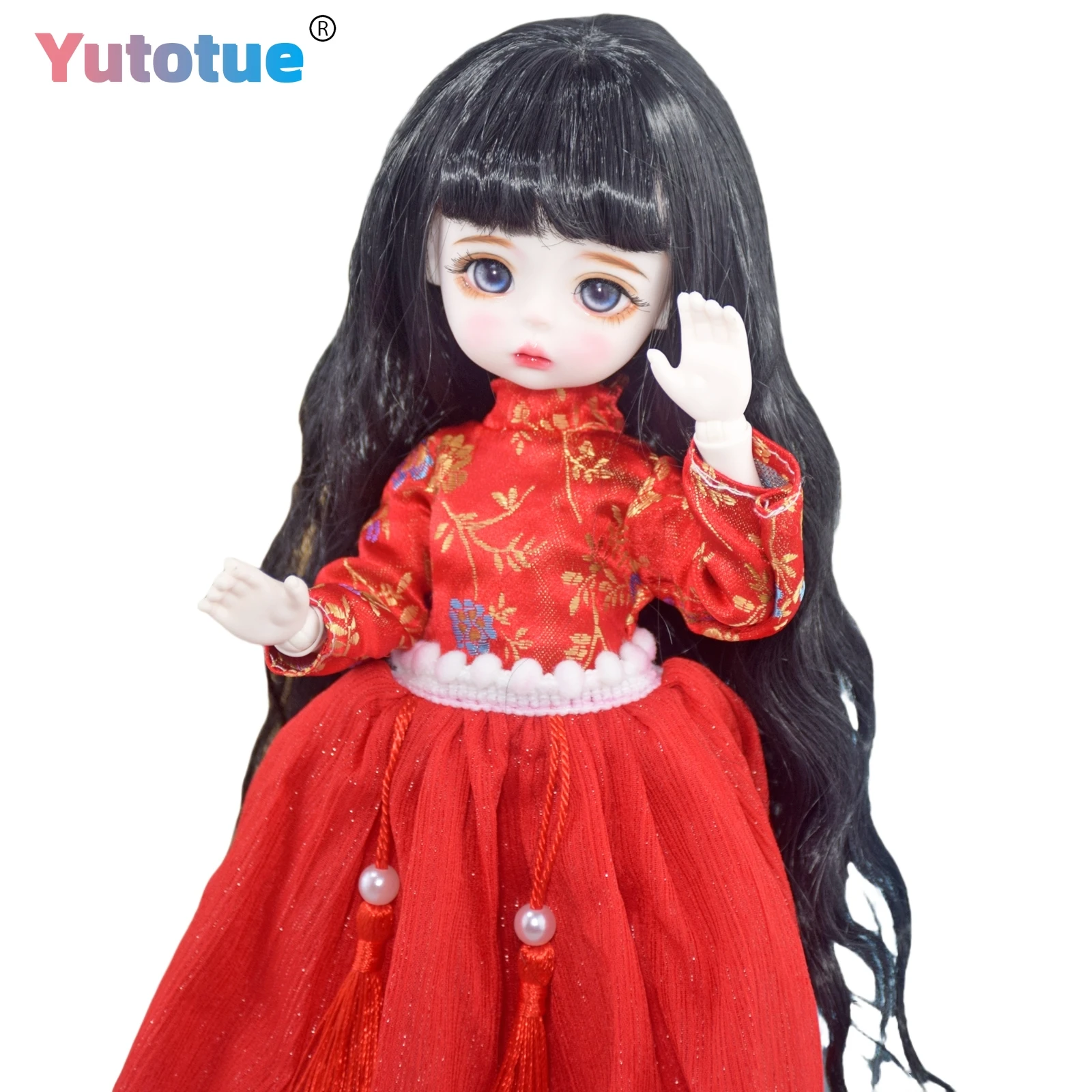 

YUTOTUE 1/6 BJD Doll Toy 12 inch Height Girl Doll with Black Wigs Clothes Shoes Set Head can Open
