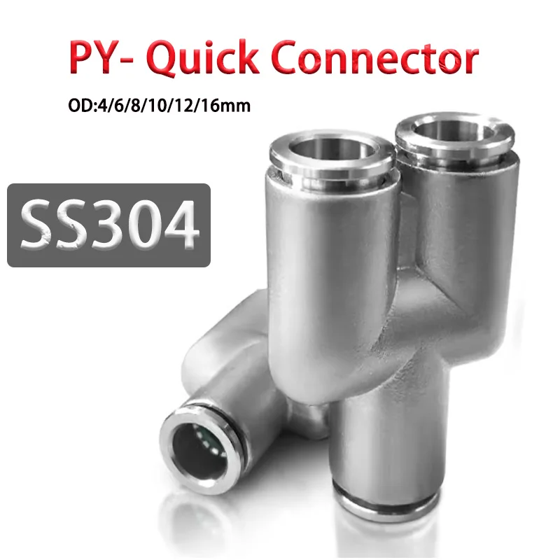 

1pcs PY 304 Stainless Steel Metal Pneumatic Quick Coupling 4mm 6mm 8mm 10mm 12mm 16mm Push in Air Hose Connector