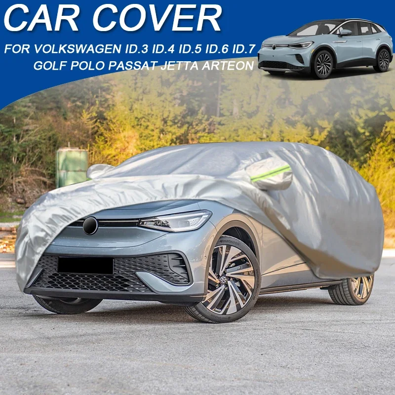 

Car 210T Polyester Waterproof Dustproof Cover For Volkswagen ATLAS TAIGO NIVUS TAOS TAYRON T-CROSS TIGUAN ALLSPACE TOUAREG T-ROC