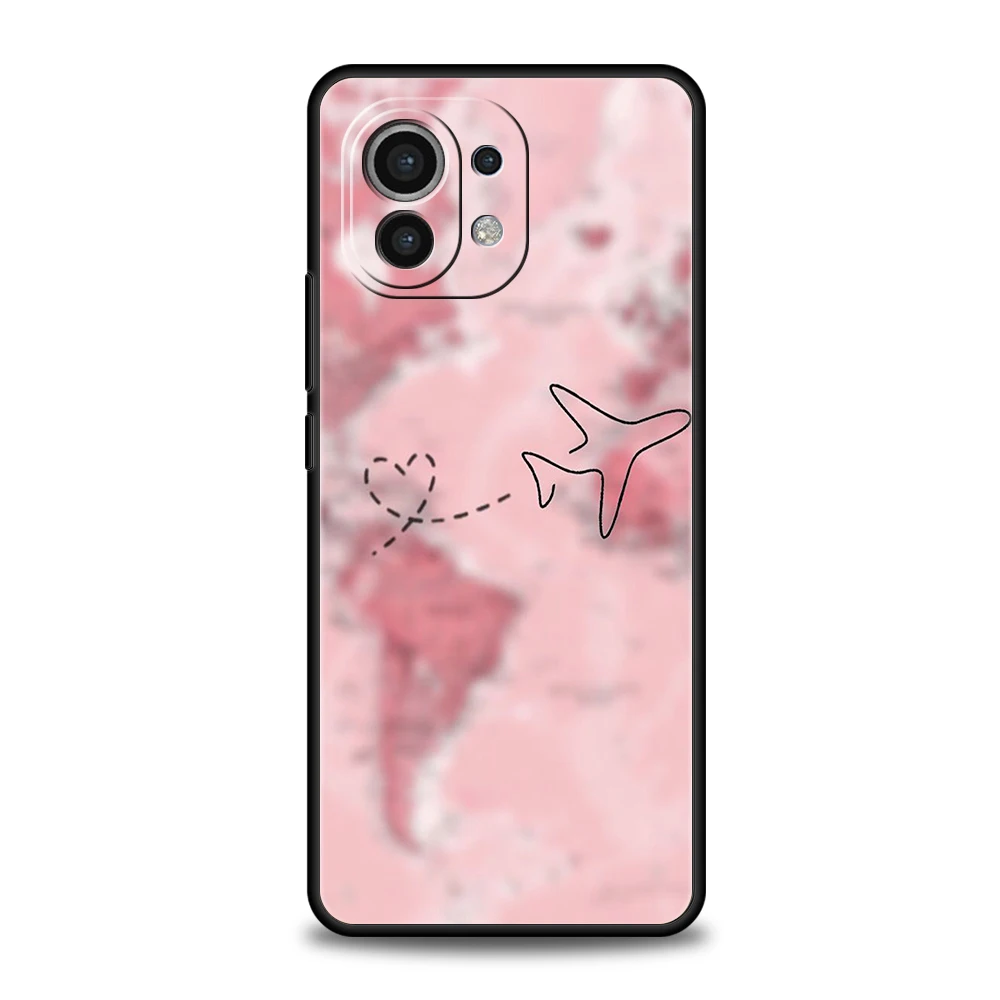 Travel-Inspired Airplane Route Phone Case Cover for Xiaomi Mi 15 14 13 12 11 Ultra 14T 13T 12T 11T 10T Pro Lite 5G Silicone Capa