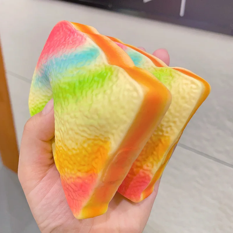 Artificial Bread Rainbow Toast Dessert Mochi Decompression Squeeze Pinch Kids Toys Office Healing Fun Ornaments Props Girl Gifts