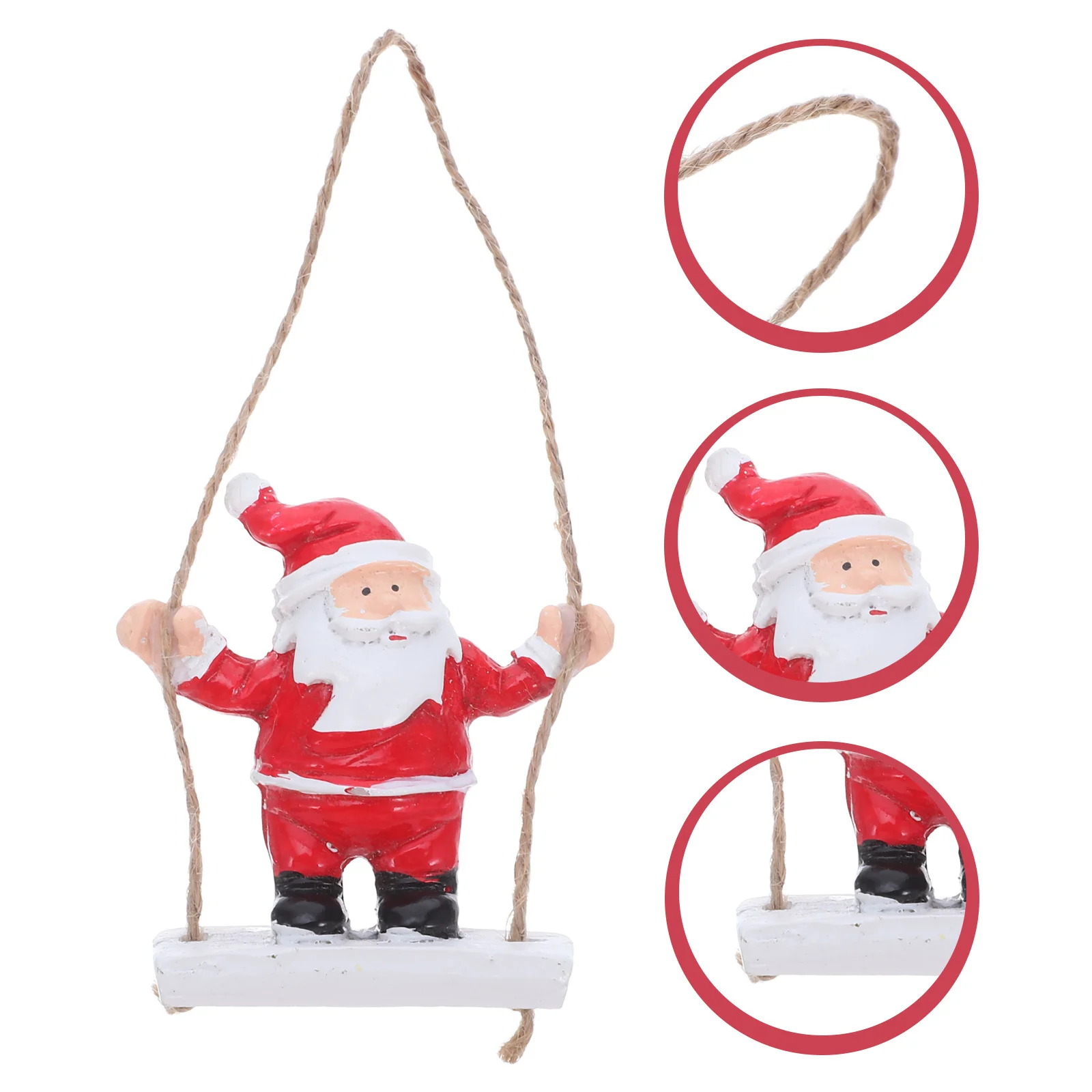 

Christmas Tree Ornaments 2 Pieces Resin Santa on Swing - Vibrant Handpainted Holiday Decor for Xmas Tree Home Hanging Resin