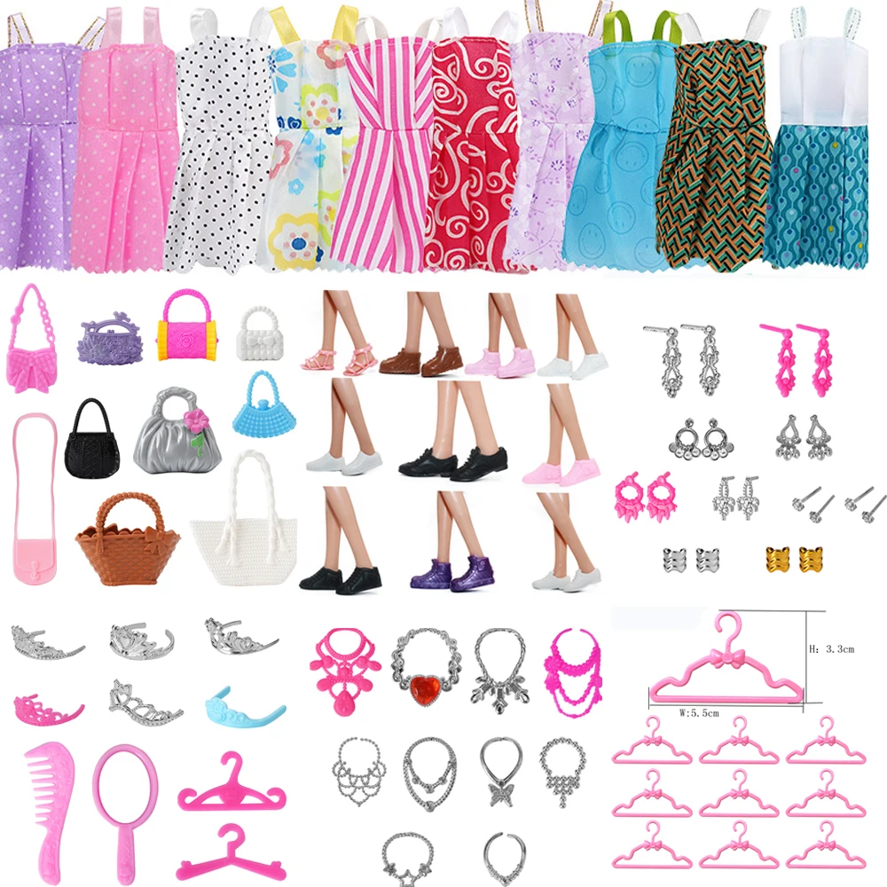 

NK Official 70 small toy accessories for dolls clothes+bags+shoes+headwear+hangers for 1/6 Doll toy house accessories