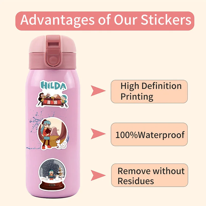 110 Stuks Hilda Diy Cartoon Stickers Telefoon Kofferbak Koelkast Skateboard Waterdichte Anime Stickers Anime Figuur Speelgoed Sticker