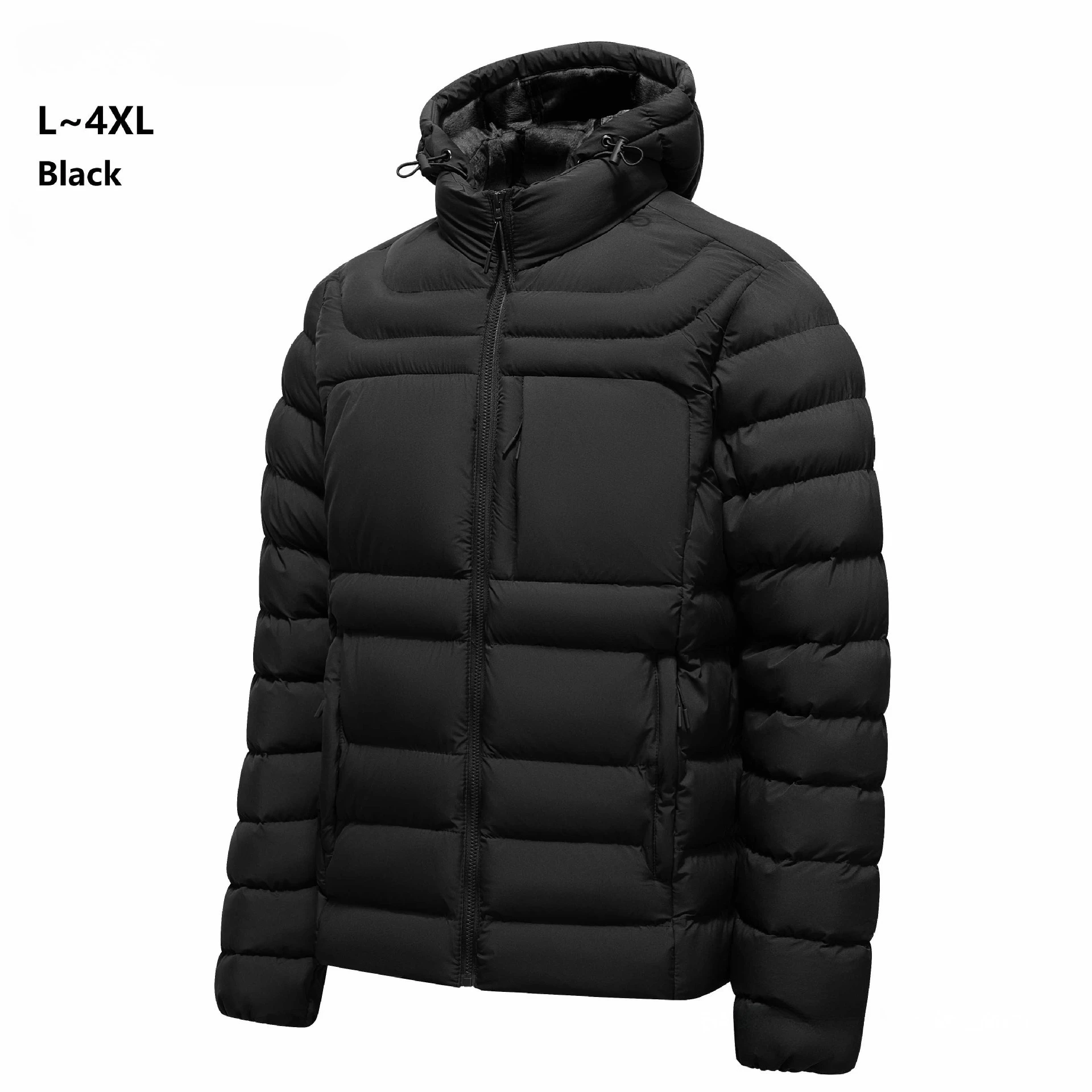Lightweight Padded Jacket Mens Quilted Puffer Coat Hooded Winter Warm Windproof Casual Outdoor Plus Size Large Outerwear