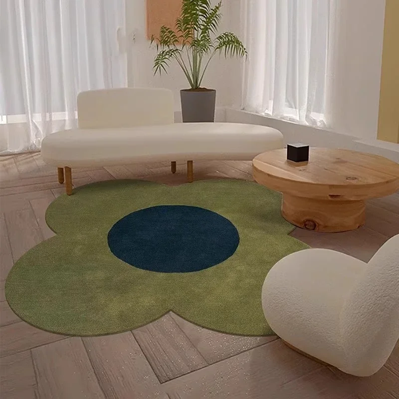 Flower Pattern Carpets for Living Room Thick Plush Bedside Floor Mat Fluffy Soft Rug Nordic Style Bedroom Decor Irregular Carpet