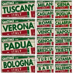 Artisian ITALY License Plate Landmark Metal Sign City State Decorative Plaque Wall Decor Garage Bar Pub Club Hotel Cafe Kitchen