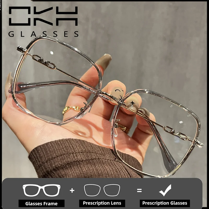 

OKH ультра-легкие очки TR90 в квадратной большой оправе с защитой от синего света, близорукость, женские очки по рецепту для чтения