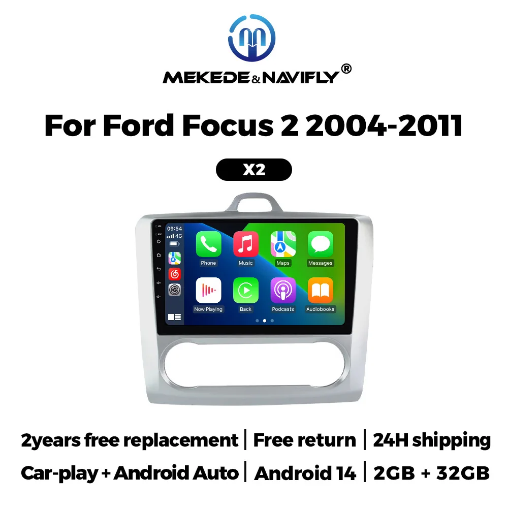 Autoradio Android 14 para Ford Focus 2 3 Mk2/Mk3 2004-2011 Radio automática para coche reproductor de vídeo Multimedia GPS unidad principal Carplay Auto