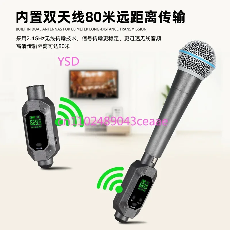 Wired to Wireless Microphone Converter Equipment Signal Receiving Transmission for Condenser Dynamic Microphone