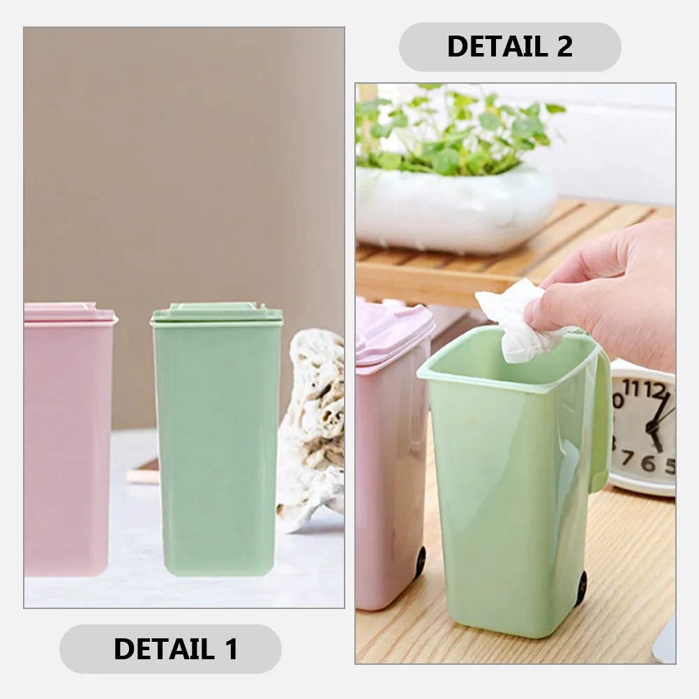 

3 Pcs Desktop Trash Can Mini Waste Bin Garbage Cans Small Office Container Table Household Portable